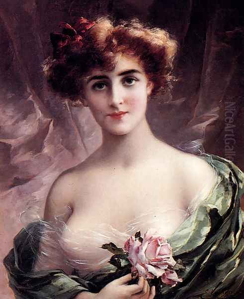 The Pink Rose Oil Painting by Emile Vernon