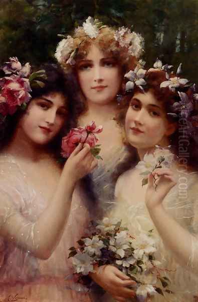 The Three Graces Oil Painting by Emile Vernon