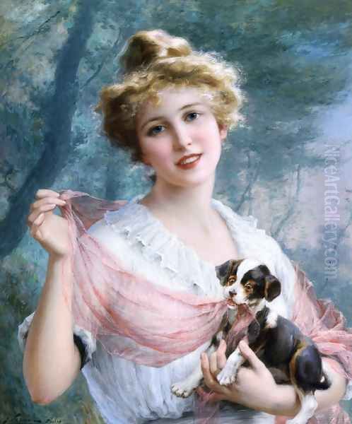 The Mischievous Puppy Oil Painting by Emile Vernon