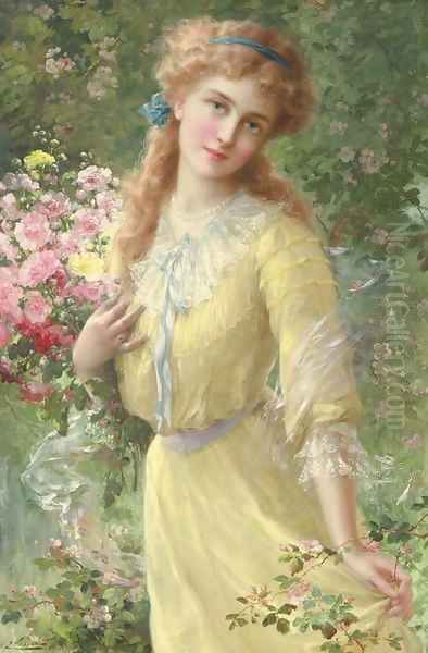 In the Garden Oil Painting by Emile Vernon