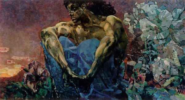 Demon sitting Oil Painting by Mikhail Aleksandrovich Vrubel