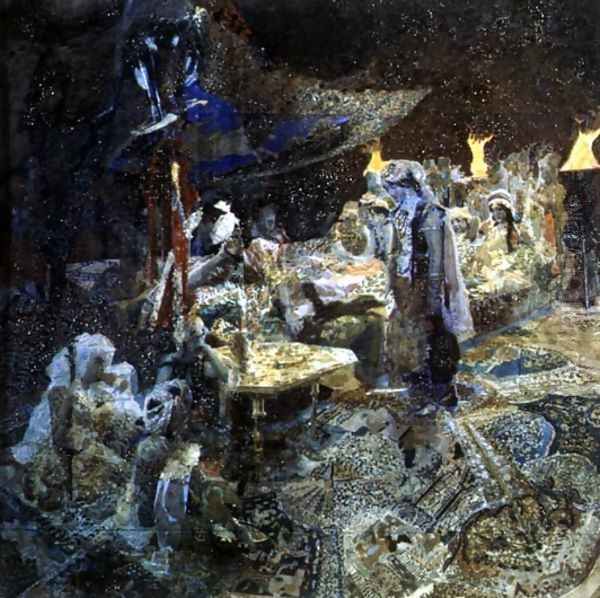 The Flight of Faust and Mephistopheles, 1896 Oil Painting by Mikhail Aleksandrovich Vrubel