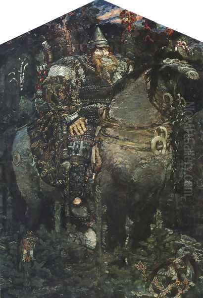 Bogatyr 1898 Oil Painting by Mikhail Aleksandrovich Vrubel