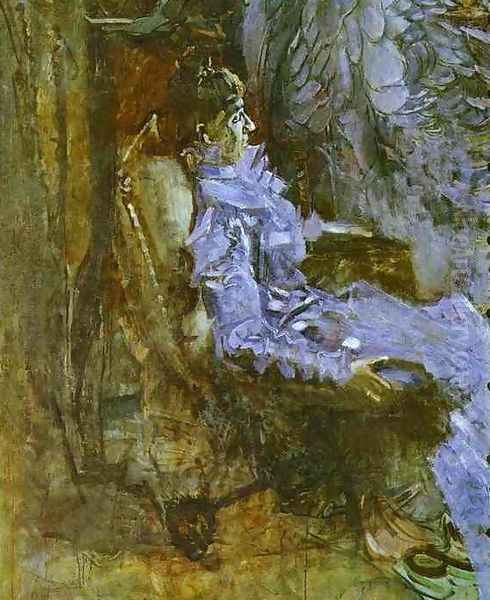 Lady in a Violet Dress (Portrait of Nadezhda Zabela-Vrubel, the Artist's Wife). Unfinished, 1901 Oil Painting by Mikhail Aleksandrovich Vrubel