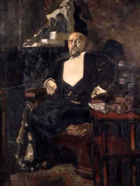 Portrait of Sawa Mamontov, the Founder of the First Private Opera, 1897 Oil Painting by Mikhail Aleksandrovich Vrubel