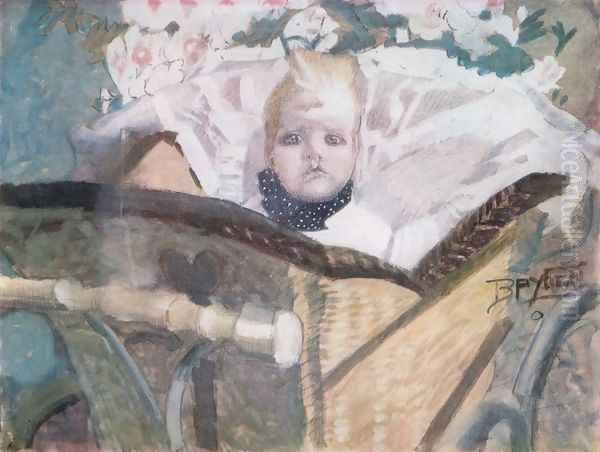 Artist's son Oil Painting by Mikhail Aleksandrovich Vrubel