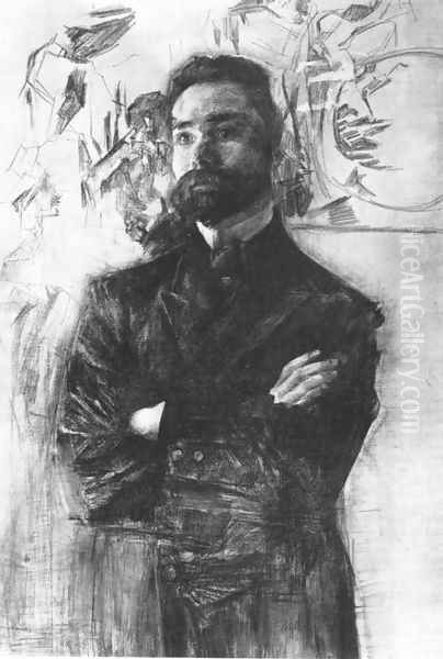 Portrait of the Poet Valery Briusov. 1906 Oil Painting by Mikhail Aleksandrovich Vrubel