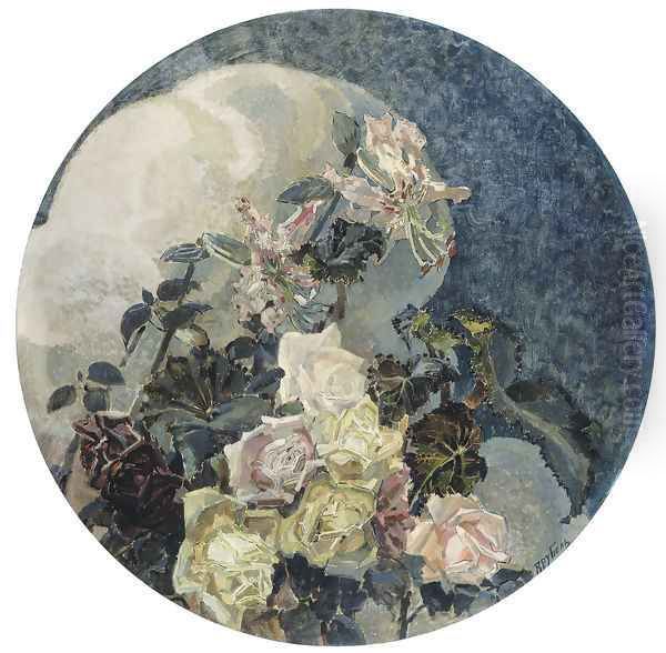 Roses and Orchids, 1894 Oil Painting by Mikhail Aleksandrovich Vrubel