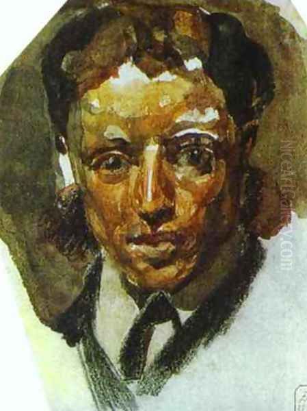 Self-Portrait, 1880s Oil Painting by Mikhail Aleksandrovich Vrubel