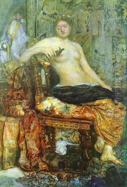 Sitter in the Renaissance Setting, 1883 Oil Painting by Mikhail Aleksandrovich Vrubel