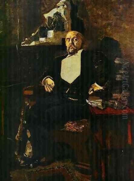 Portrait of Savva Mamontov. 1897 Oil Painting by Mikhail Aleksandrovich Vrubel