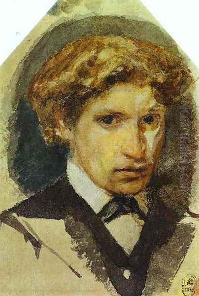 Self-Portrait, 1882 Oil Painting by Mikhail Aleksandrovich Vrubel