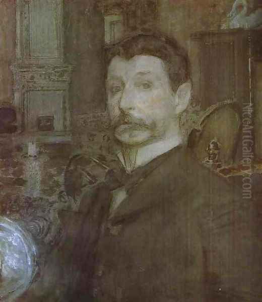 Self-Portrait, 1905 Oil Painting by Mikhail Aleksandrovich Vrubel