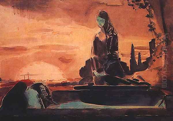 lamentation Oil Painting by Mikhail Aleksandrovich Vrubel