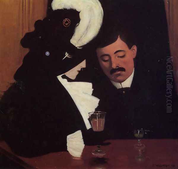 At the Cafe Oil Painting by Felix Edouard Vallotton