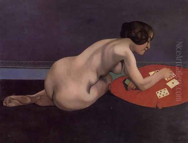 Solitaire Oil Painting by Felix Edouard Vallotton