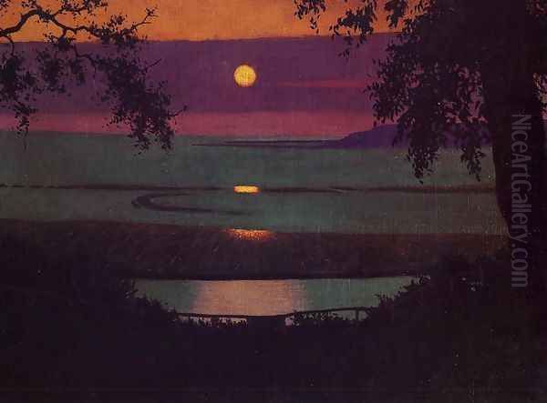 Sunset Oil Painting by Felix Edouard Vallotton