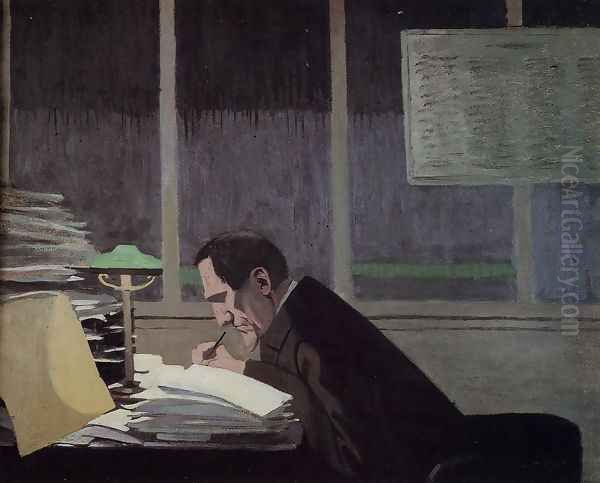 Felix Feneon at the Revue Blanche Oil Painting by Felix Edouard Vallotton