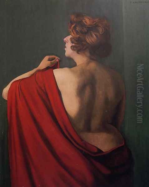 Woman with Red Shawl Oil Painting by Felix Edouard Vallotton