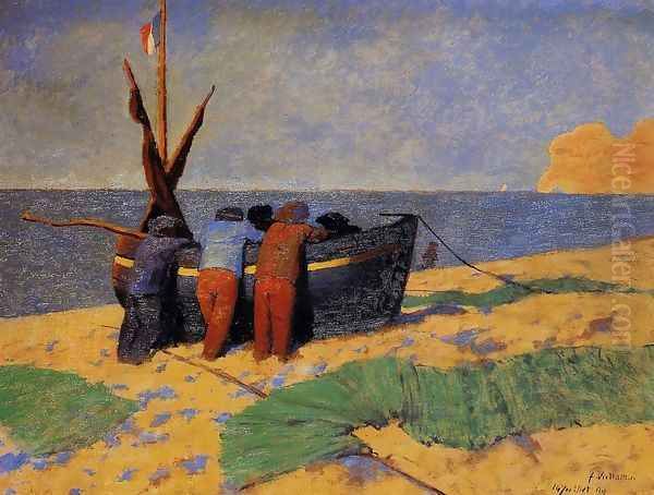 The Fourteenth of July at Etretat Oil Painting by Felix Edouard Vallotton