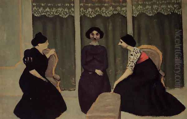 Gossip Oil Painting by Felix Edouard Vallotton