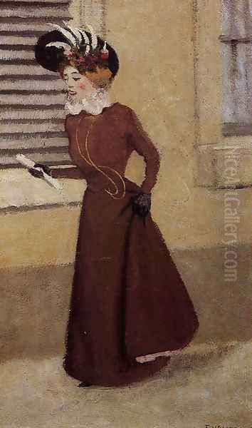 Woman with a Plumed Hat Oil Painting by Felix Edouard Vallotton