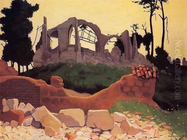 The Church of Souain in Sihlouette Oil Painting by Felix Edouard Vallotton