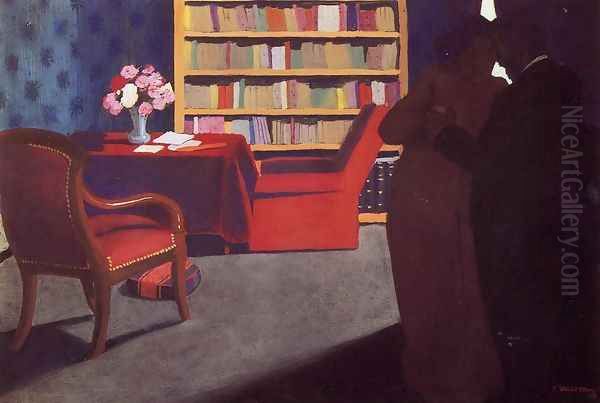 Private Conversation Oil Painting by Felix Edouard Vallotton