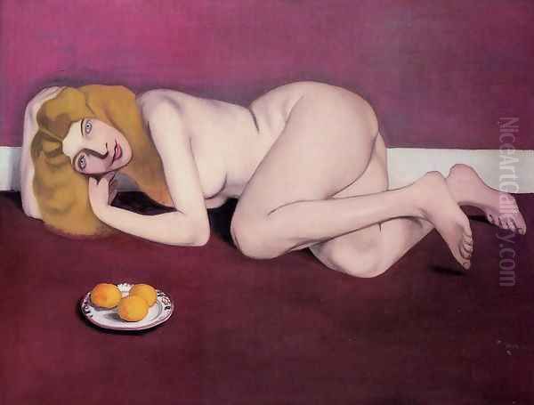 Nude Blond Woman with Tangerines Oil Painting by Felix Edouard Vallotton