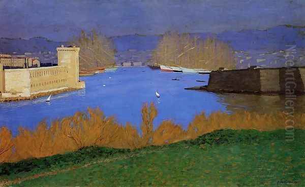 The Port of Marseille Oil Painting by Felix Edouard Vallotton