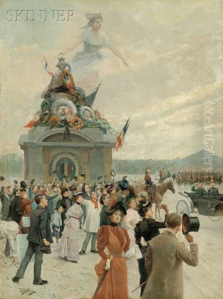 Allegorical View Of A Bastille Day Parade Oil Painting by Alonso Perez