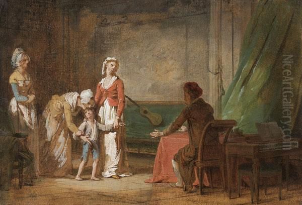 Presentation D'un Garcon Au Maitre De Musique Oil Painting by Etienne Aubry