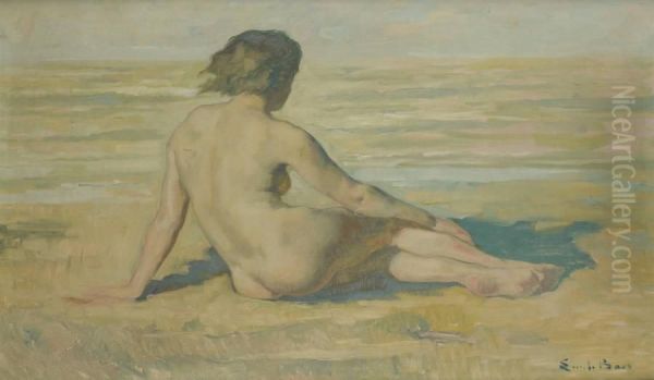 Nu A La Mer Oil Painting by Emile Baes