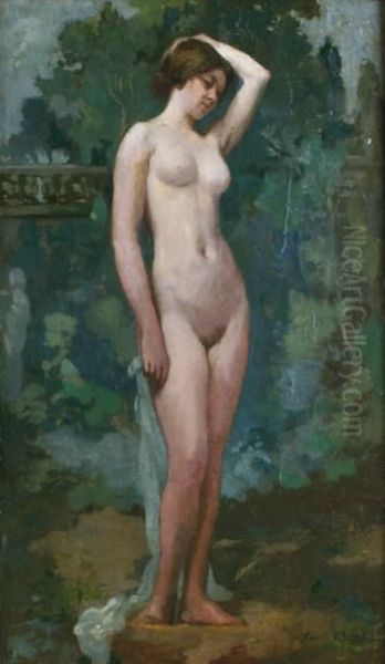 Baigneuse Dans Le Parc Oil Painting by Emile Baes