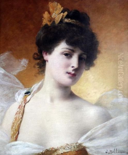 A Young Beauty Oil Painting by Jules Frederic Ballavoine