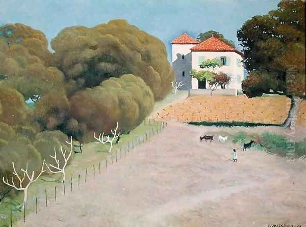 Landscape The House with the Red Roof 1924 Oil Painting by Felix Edouard Vallotton