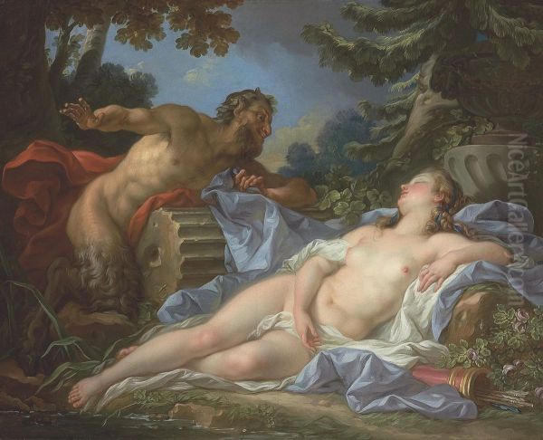 Jupiter And Antiope Oil Painting by Jean Simon Berthelemy