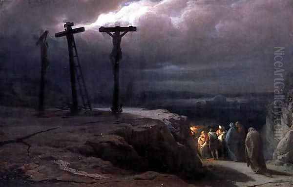 Night at Golgotha, 1869 Oil Painting by Vasili Vasilyevich Vereshchagin