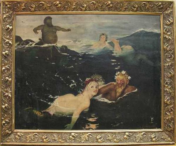 Im 
Spiel 
Der 
Wellen Oil Painting by Arnold Bocklin