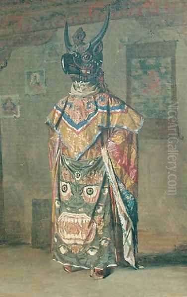 Buddhist Lama during the Holiday in the Pemionchi Cloister, 1874-76 Oil Painting by Vasili Vasilyevich Vereshchagin