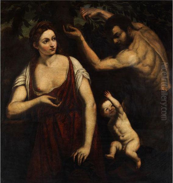 Venus Und Mars Mit Cupido Oil Painting by Paris Bordone