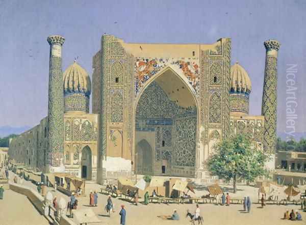 Medrasah Shir-Dhor at Registan place in Samarkand, 1869-70 Oil Painting by Vasili Vasilyevich Vereshchagin