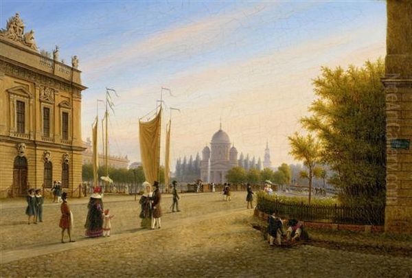 Under The Linden Trees, Berlin Oil Painting by Wilhelm Brucke