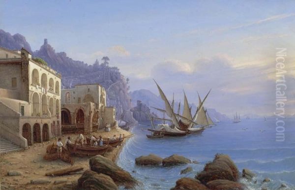 Amalfi Harbour. Oil Painting by Wilhelm Brucke