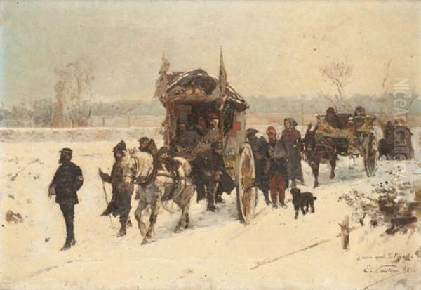 La Retraite De La Guerre Oil Painting by Edouard Castres