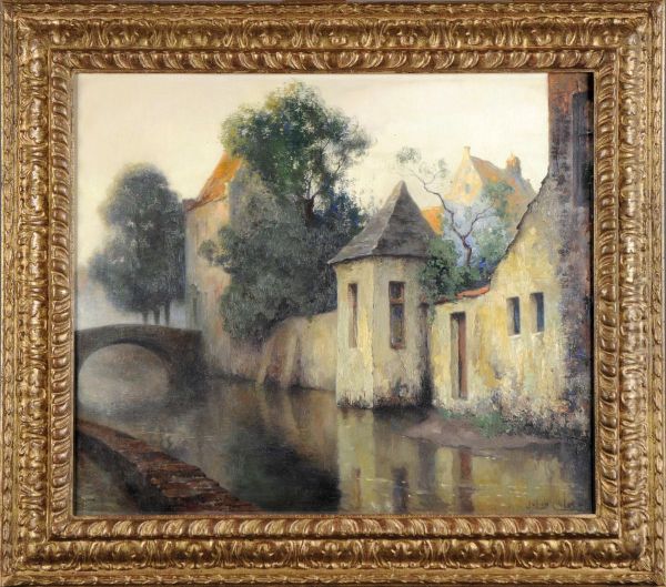 Canal A Bruges Oil Painting by Julien Celos