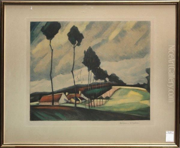 Framed Aquatint And Etching Oil Painting by Heran Chaban