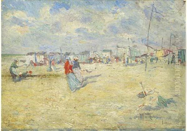 La Plage De La Panne, 1912. Oil Painting by Heran Chaban