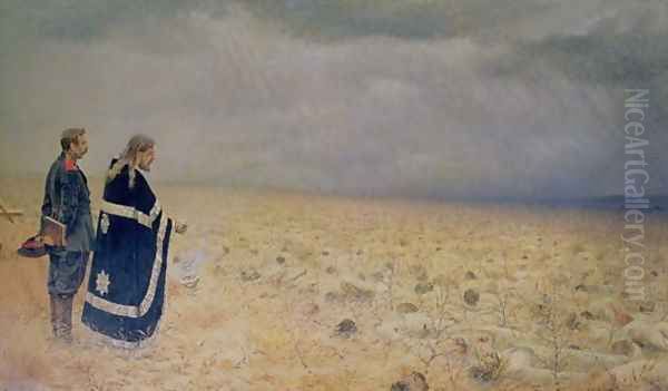 The Vanquished. Requiem for the Dead, 1878-79 Oil Painting by Vasili Vasilyevich Vereshchagin