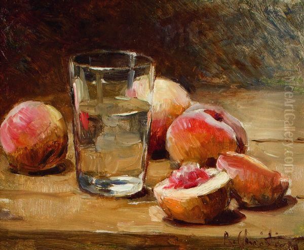 Nature Morte Aux Peches Oil Painting by Rene Louis Chretien